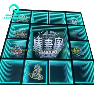 Exterior 3D LED ilumina el suelo Abismo espejo Neón Abiso espejo mágico tamaño personalizado