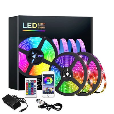 Fuente de luz LED 5M 10M 20M 5V IP20 5050 RGB USB Cambio de color Decoración flexible de música
