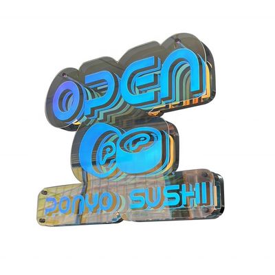 DC 12V/AV110V-220V Abyss Infinity Mirror Letters para puertas comerciales personalizadas