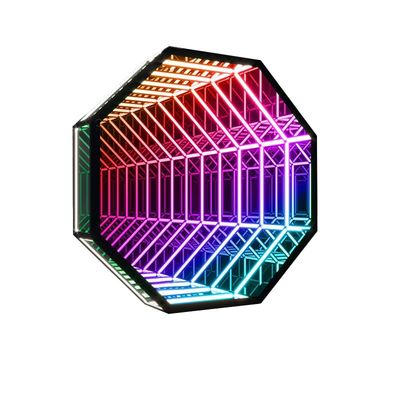 Caja de luz de neón Logotipo de fondo de pared Colorido Espejo del túnel Espejo del abismo Logotipo luminoso