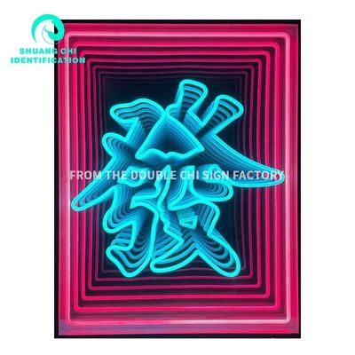 Fuente de luz LED Moda Senso de tecnología HD Vidrio templado Espejo de abismo Espejo de neón