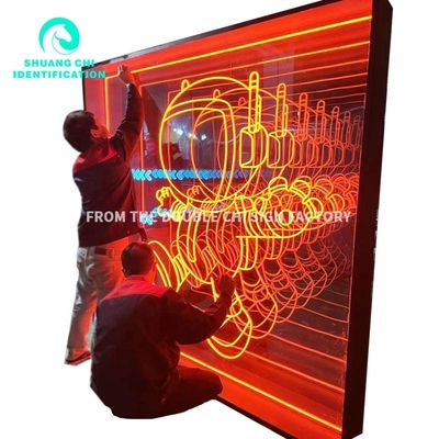 Fuente de luz LED Moda Senso de tecnología HD Vidrio templado Espejo de abismo Espejo de neón