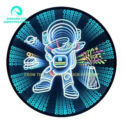 Fuente de luz LED Moda Senso de tecnología HD Vidrio templado Espejo de abismo Espejo de neón