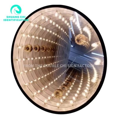 Material del marco Metal duradero Hd vidrio templado espejo abismo espejo de neón para fuente