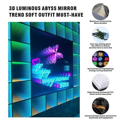 Exterior 3D LED ilumina el suelo Abismo espejo Neón Abiso espejo mágico tamaño personalizado