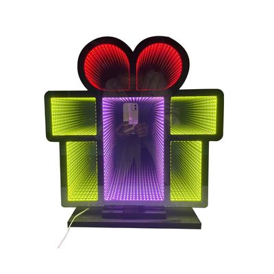 Caja de regalo de Navidad estilo luz de Navidad con luz LED y espejo mágico acrílico ideal