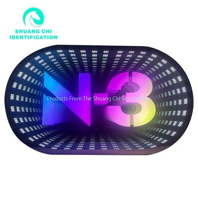 Marco de metal duradero Infinity 3D Mirror Neon Floor de baile personalizado para DJ Disco Party