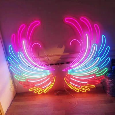 Big Angel Wings Neon Sign Decoración de eventos de fiesta llamativa con letras de marca