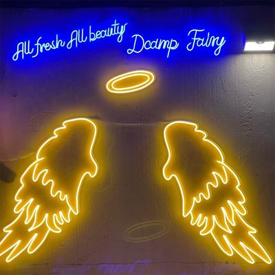 Big Angel Wings Neon Sign Decoración de eventos de fiesta llamativa con letras de marca