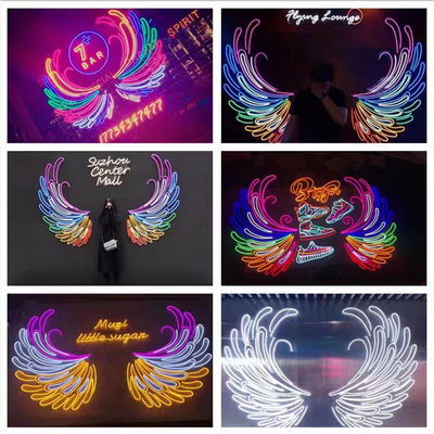 Big Angel Wings Neon Sign Decoración de eventos de fiesta llamativa con letras de marca