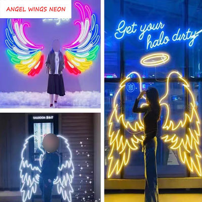 Big Angel Wings Neon Sign Decoración de eventos de fiesta llamativa con letras de marca
