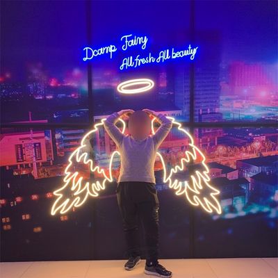 Big Angel Wings Neon Sign Decoración de eventos de fiesta llamativa con letras de marca