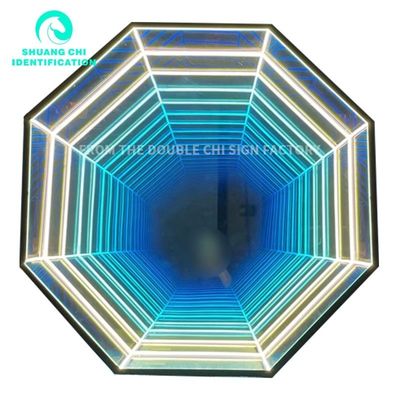 Espejo 3D de interior al aire libre LED Lámpara de pared Neón Fuente de espejo para 2023 Ideas de decoración
