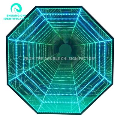 Espejo 3D de interior al aire libre LED Lámpara de pared Neón Fuente de espejo para 2023 Ideas de decoración