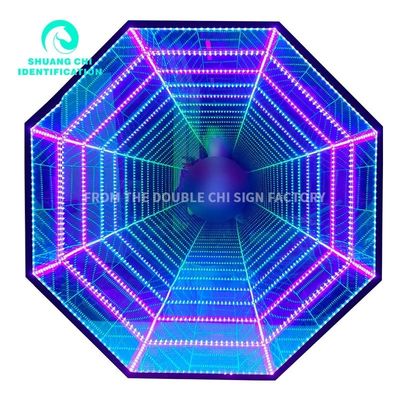 Espejo 3D de interior al aire libre LED Lámpara de pared Neón Fuente de espejo para 2023 Ideas de decoración