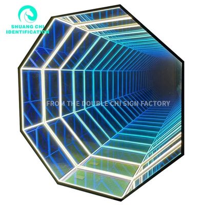 Espejo 3D de interior al aire libre LED Lámpara de pared Neón Fuente de espejo para 2023 Ideas de decoración