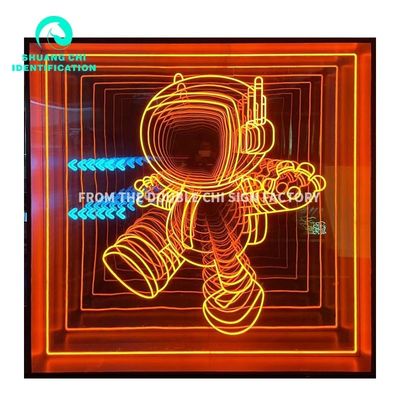 2023 Material Abismo 3D Estéreo Espejo Infinito Neón Personalizado con Líneas LED Fuente de luz