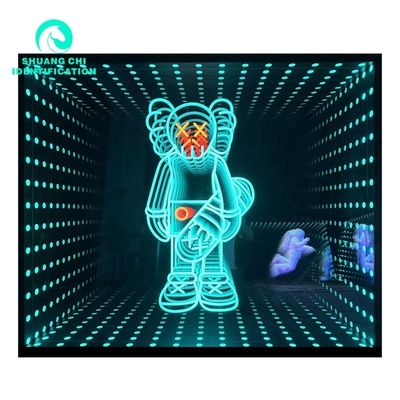 2023 Material Abismo 3D Estéreo Espejo Infinito Neón Personalizado con Líneas LED Fuente de luz