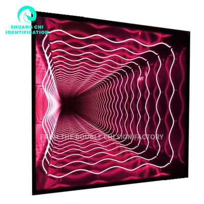 Adaptador Alimentado con Hd Vidrio Temperado Fondo Led Light Box Espejo Infinito 3d Indicador de Neón Led Personalizado