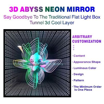 Señales de luz publicitarias para decoración de interiores 3D Stereo Túnel Abismo Infinity Mirror