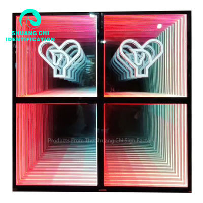 Enchufe de alimentación Infinity pantalla LED personalizada espejo señal de neón para cualquier organización