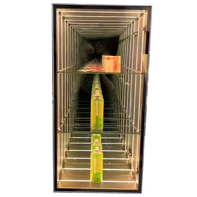 2024 Alta luminosidad luz LED espejo mágico caja de visualización para vidrio de vino tienda de venta al por menor