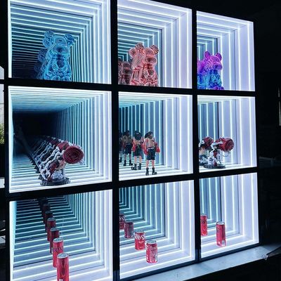 2024 Alta luminosidad luz LED espejo mágico caja de visualización para vidrio de vino tienda de venta al por menor
