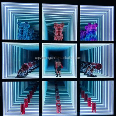 Casilla de visualización de espejo infinito de luz LED de alto brillo para decoraciones de productos 2024