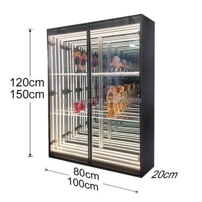 Casilla de visualización de espejo infinito de luz LED de alto brillo para decoraciones de productos 2024