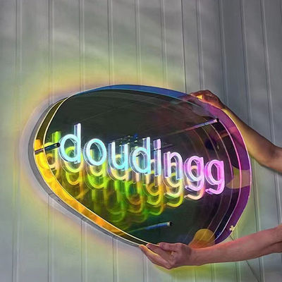 Espejo multicapa 3D de signo de neón Espejo con logotipo LED de color personalizado perfecto
