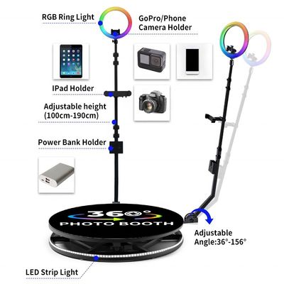 Estante fotográfico automático 360 para eventos de negocios Logotipo personalizado de entrada de voltaje 110-240V