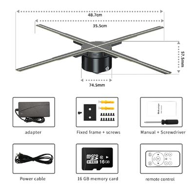 Supermercados Cargar contenido APP 75x2 Wifi Holograma LED ventilador para proyección de hologramas 3D