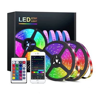12V 50ft 15M 5050 RGB LED Strip Sincronización de música Cambiando de color con control remoto y aplicación