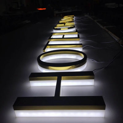 Logos de la empresa electrónica 3d letra de signo de acero inoxidable retroiluminado de signo con diseño libre
