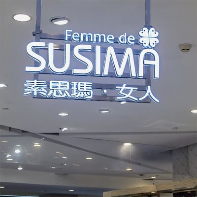 Logos de la empresa electrónica 3d letra de signo de acero inoxidable retroiluminado de signo con diseño libre