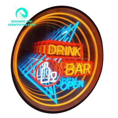 Espejos de neón abismo punto focal perfecto Espejo de neón infinito personalizado con soporte de oscurecimiento