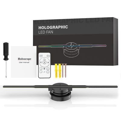 Gran ventilador de proyección de hologramas 3D de 180 cm con 4 cuchillas 1.692MM Control de aplicación Wifi de tono de píxeles