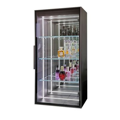 Modelo de gabinete de vino casero personalizado de almacenamiento decorativo de pared colgante de abismo espejo de iluminación de cristal