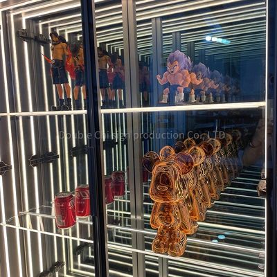 Modelo de gabinete de vino casero personalizado de almacenamiento decorativo de pared colgante de abismo espejo de iluminación de cristal
