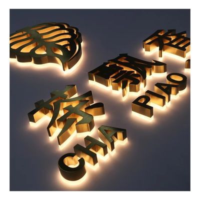 Adaptador de alimentación de acero inoxidable exterior personalizado LED retroiluminado señales iluminadas