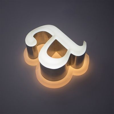 Adaptador de alimentación de acero inoxidable exterior personalizado LED retroiluminado señales iluminadas