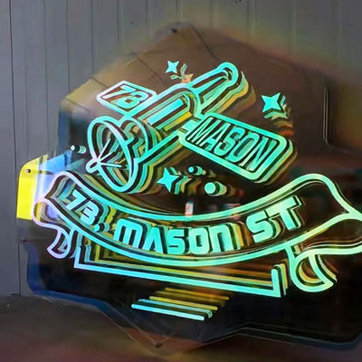 Colores personalizables 3D LED efecto infinito Espejo Luz de neón Signo con material de vidrio