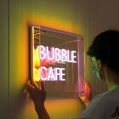 Colores personalizables 3D LED efecto infinito Espejo Luz de neón Signo con material de vidrio
