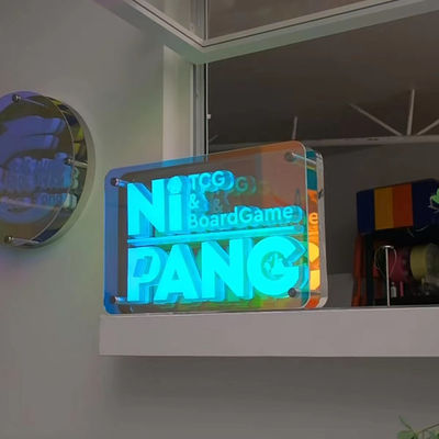 Colores personalizables 3D LED efecto infinito Espejo Luz de neón Signo con material de vidrio