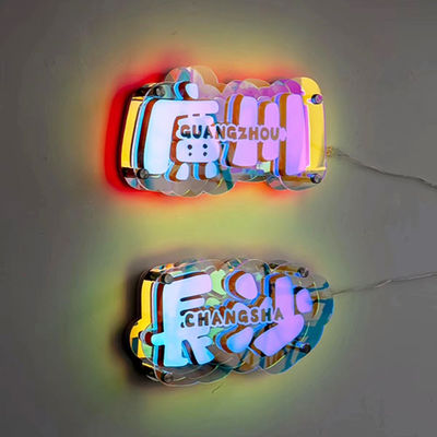 Colores personalizables 3D LED efecto infinito Espejo Luz de neón Signo con material de vidrio