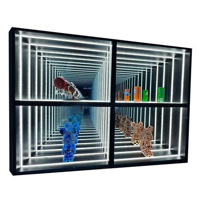 Casilla de visualización de luces de espejo infinito LED de interior y exterior con espesor personalizado