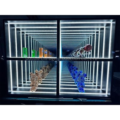 Casilla de visualización de luces de espejo infinito LED de interior y exterior con espesor personalizado