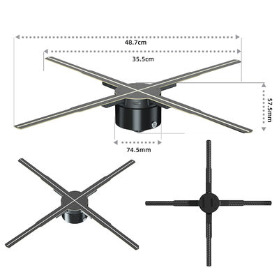 Control de nube de 75 cm HD pantalla holográfica 2023 La mayoría de los ventiladores de hologramas de publicidad LED en interiores