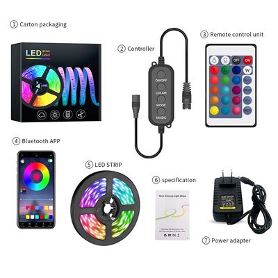 Luzes de banda LED multicolores residenciales direccionables SK6812 SMD 5050 RGB con aplicación