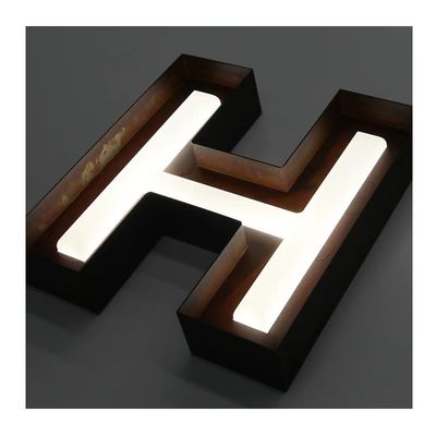 Luz LED de alto brillo de acero inoxidable retroiluminado acrílico 3d iluminado Carta logotipo